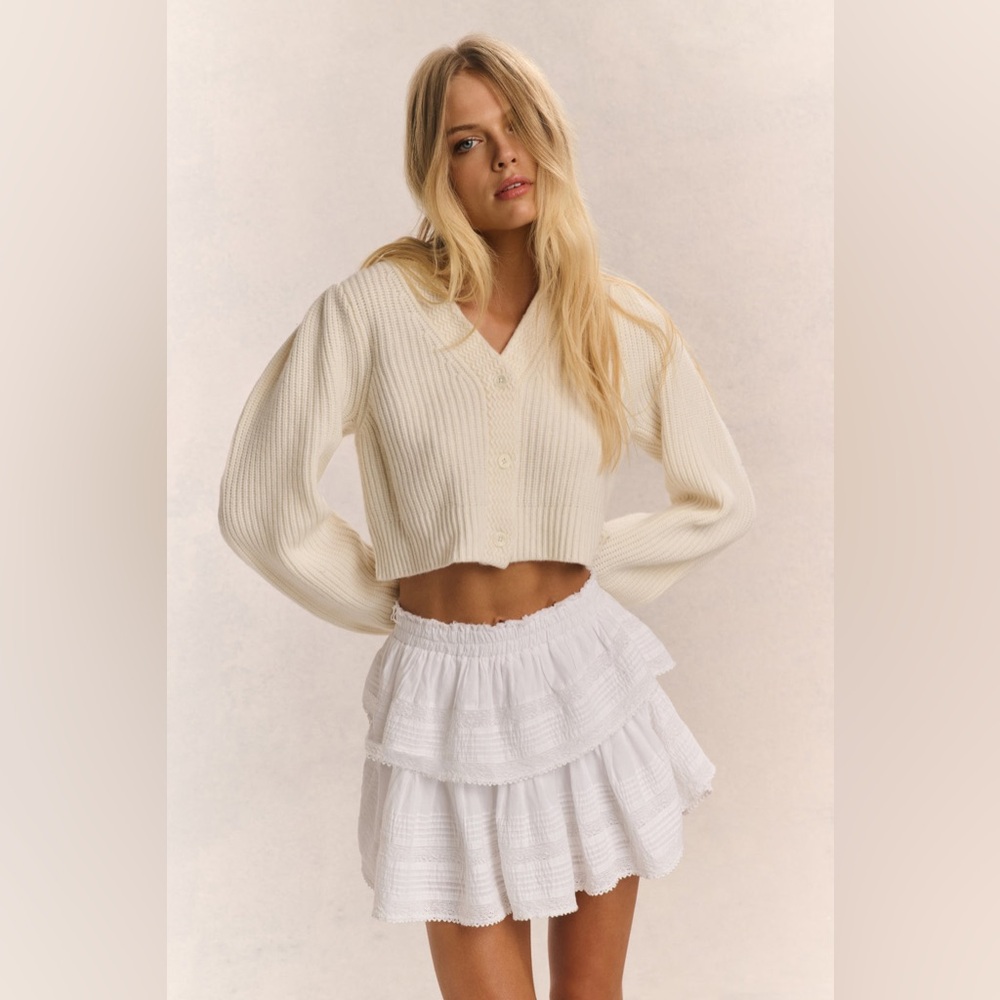 LoveShackFancy Cream Cardigan Sweater